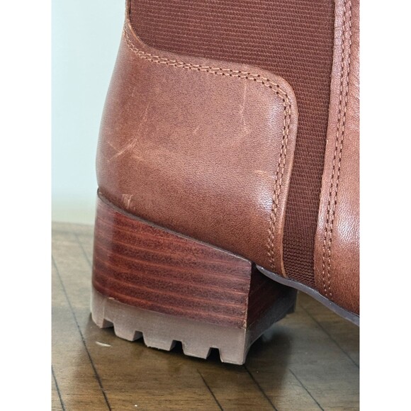 Madewell Womens Rosie Boots Size 8.5 Cognac Tan Leather Block Heel Ankle Booties - Picture 5 of 13